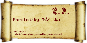 Marsinszky Mátka névjegykártya